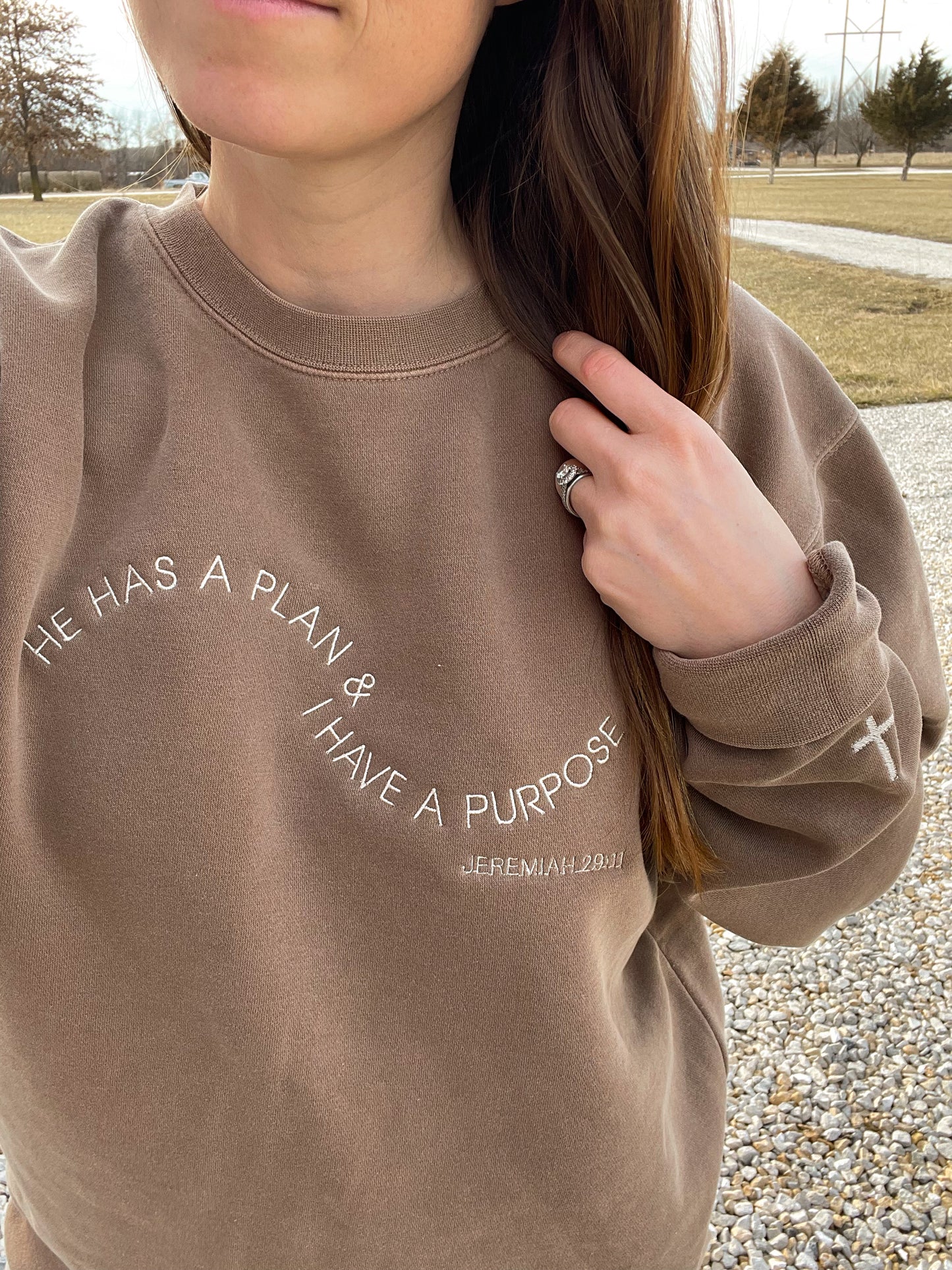 He Has a Plan and I Have a Purpose Embroidered Sweatshirt - Adult