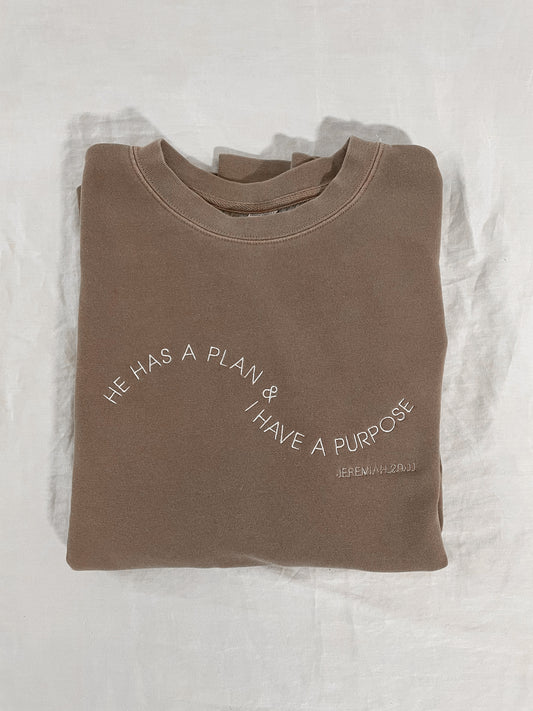 He Has a Plan and I Have a Purpose Embroidered Sweatshirt - Adult