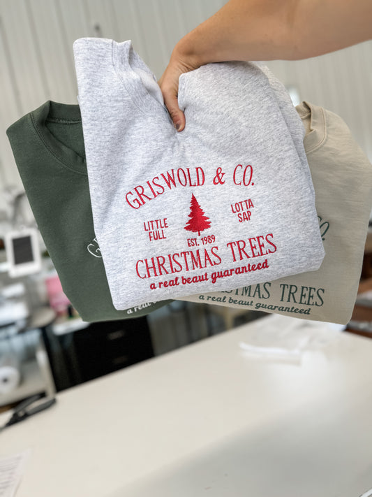 Griswold and Co. Christmas Trees Embroidered Sweatshirt