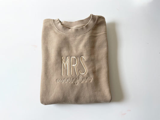 Custom MRS Bride Vintage Style Embroidered Sweatshirt - Adult