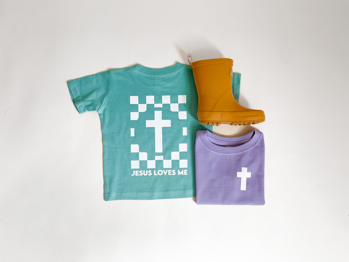 Jesus Loves Me Checkered Kids Shirt
