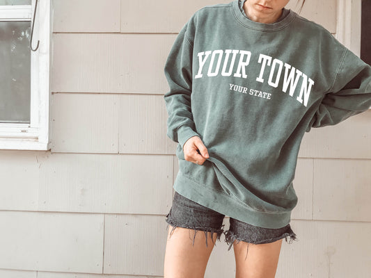 Custom Vintage Arched Text Adult Sweatshirt or Hoodie