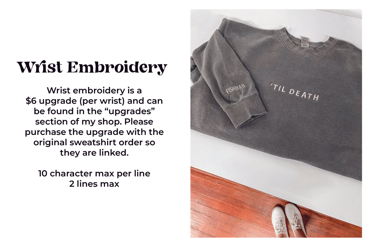 Custom Simple Text Embroidered Sweatshirt - Adult